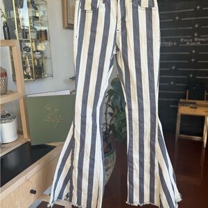 Wisteria Lane Striped High Rise Bell Bottom Jeans- Size 24 with stretch